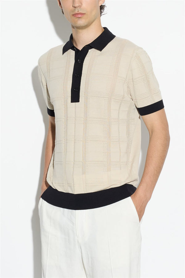 maglia POLO LAVORATA beige