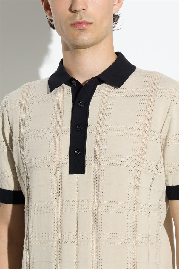 maglia POLO LAVORATA beige