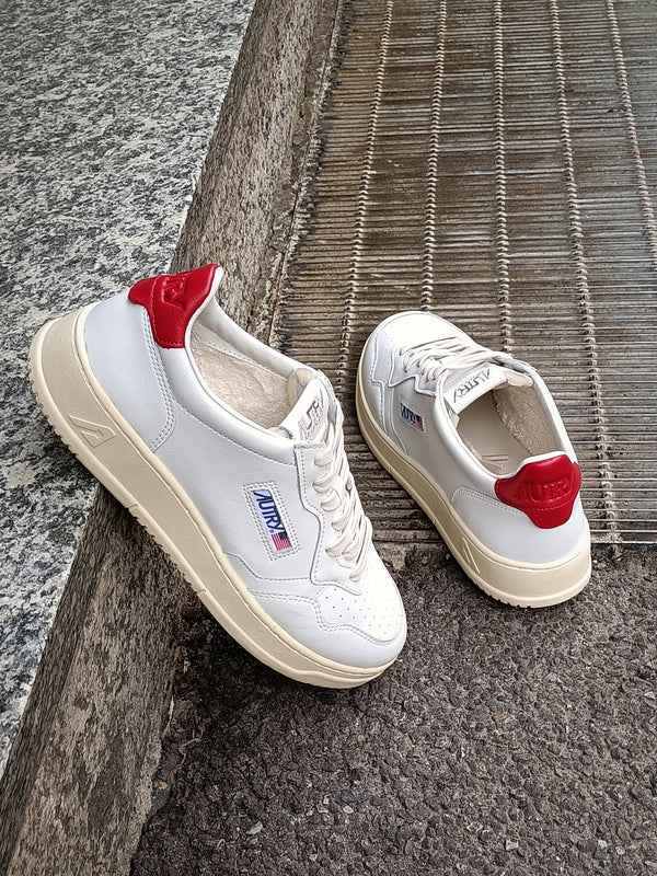 MEDALIST low pelle bianco/rosso
