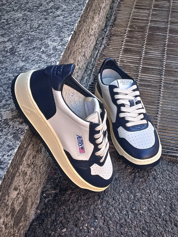 MEDALIST low pelle bicolore bianca e blu