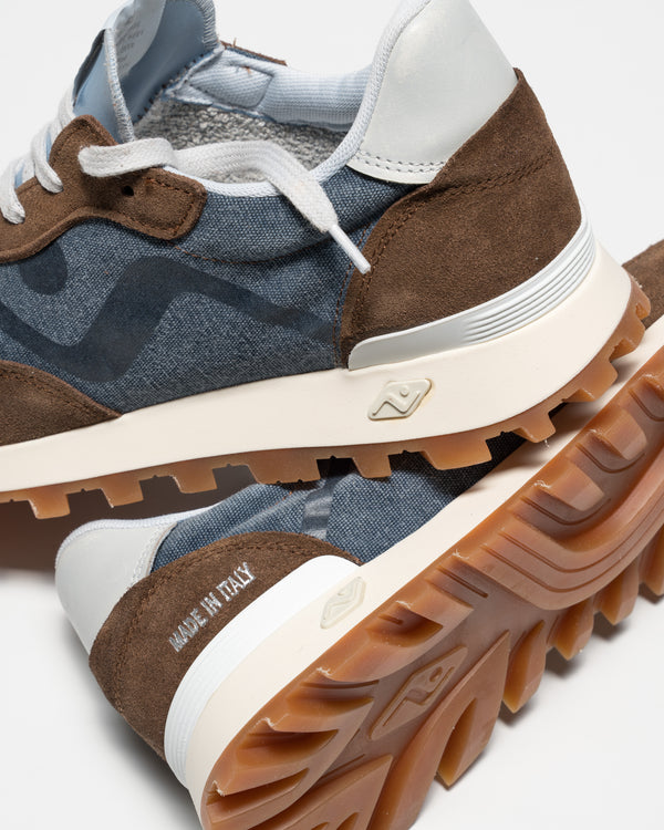 VELOCE water washed marrone/blu