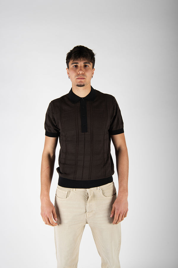 maglia POLO LAVORATA marrone