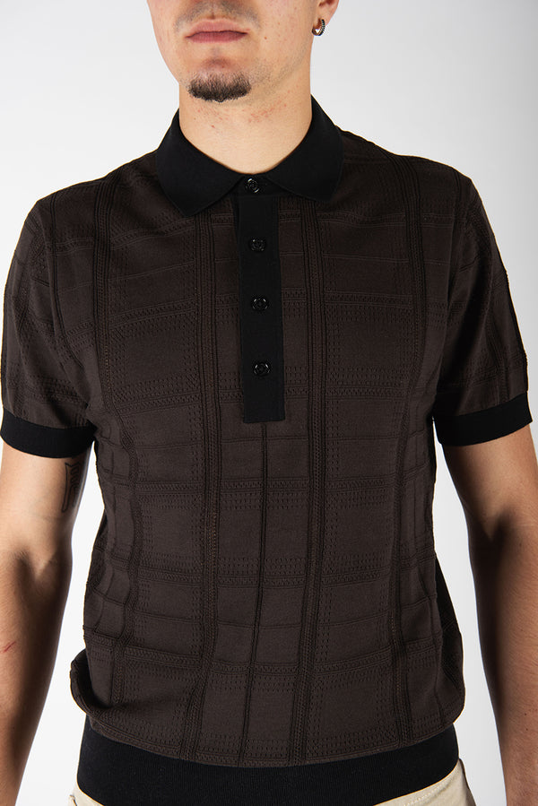maglia POLO LAVORATA marrone