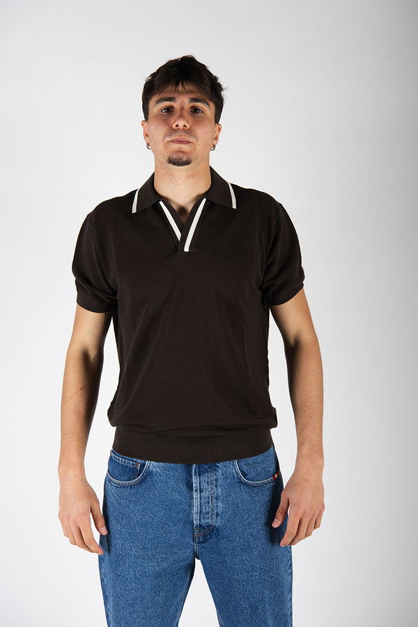 maglia POLO CONTRASTO marrone