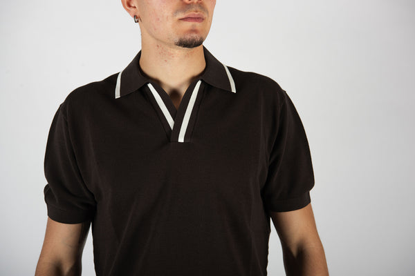 maglia POLO CONTRASTO marrone