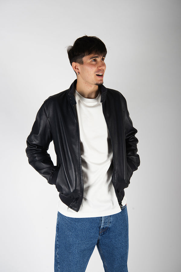 giubbino PELLE blu