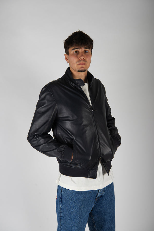 giubbino PELLE blu