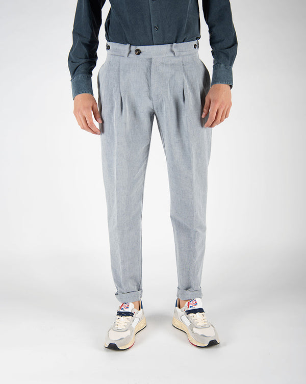pantalone LYNCO DOUBLE PENCE azzurro