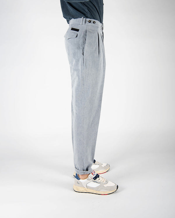 pantalone LYNCO DOUBLE PENCE azzurro