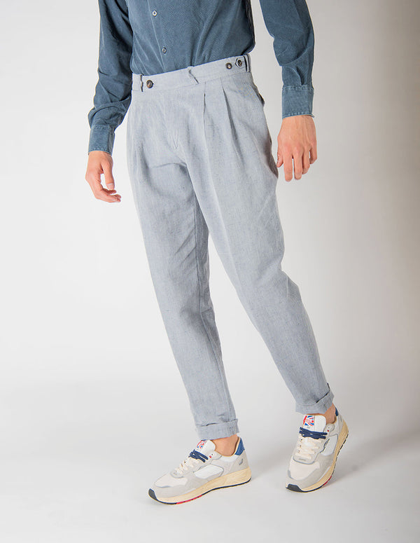 pantalone LYNCO DOUBLE PENCE azzurro