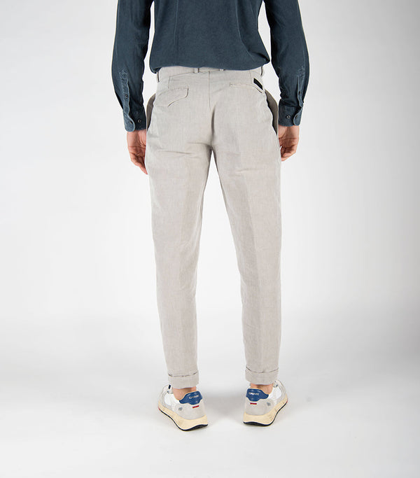 pantalone LYNCO DOUBLE PENCE perla
