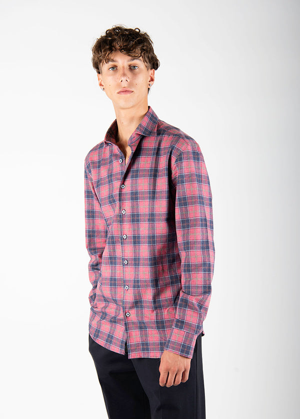 camicia QUADRO rosa