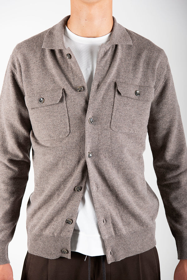 maglia CARDIGAN POLO tortora