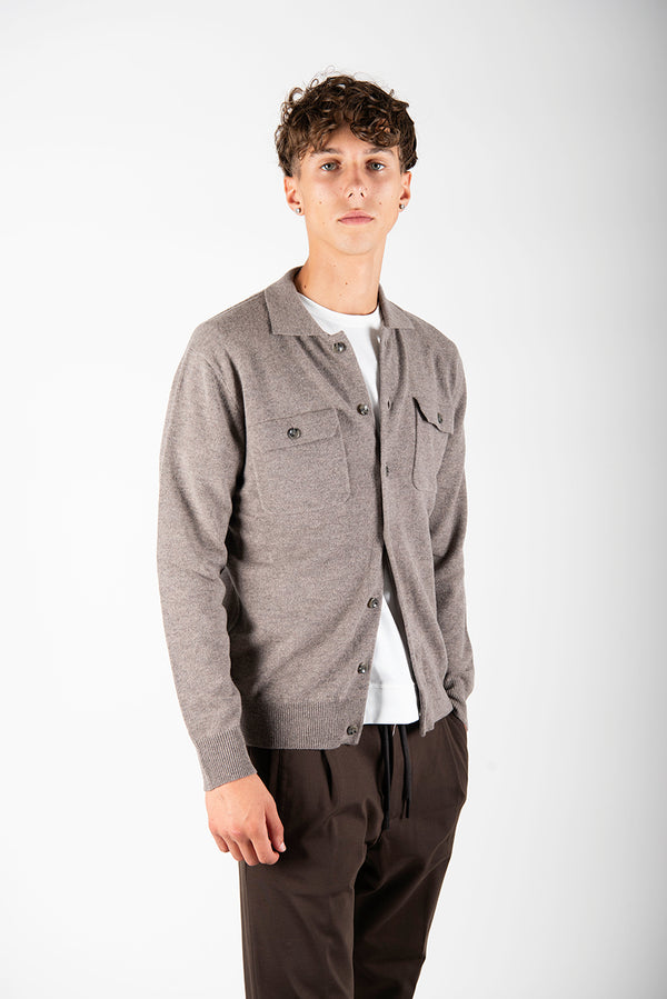 maglia CARDIGAN POLO tortora