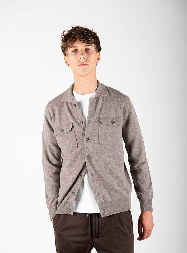maglia CARDIGAN POLO tortora