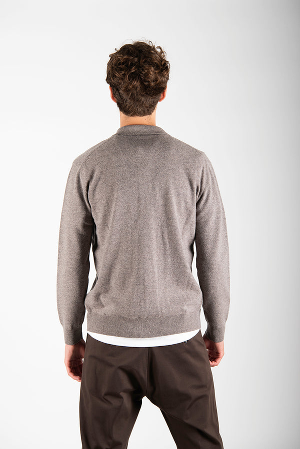 maglia CARDIGAN POLO tortora