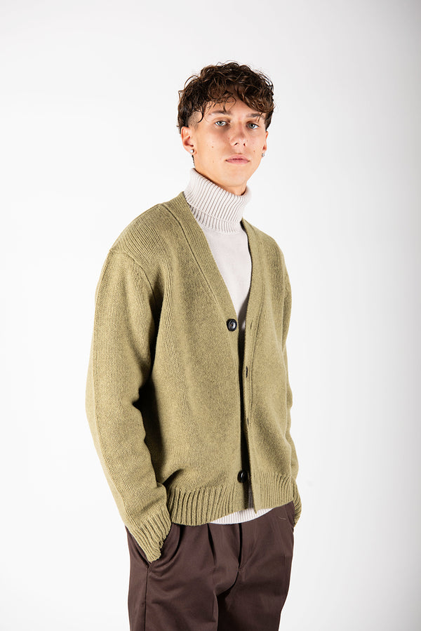 maglia CARDIGAN OVER verde acido