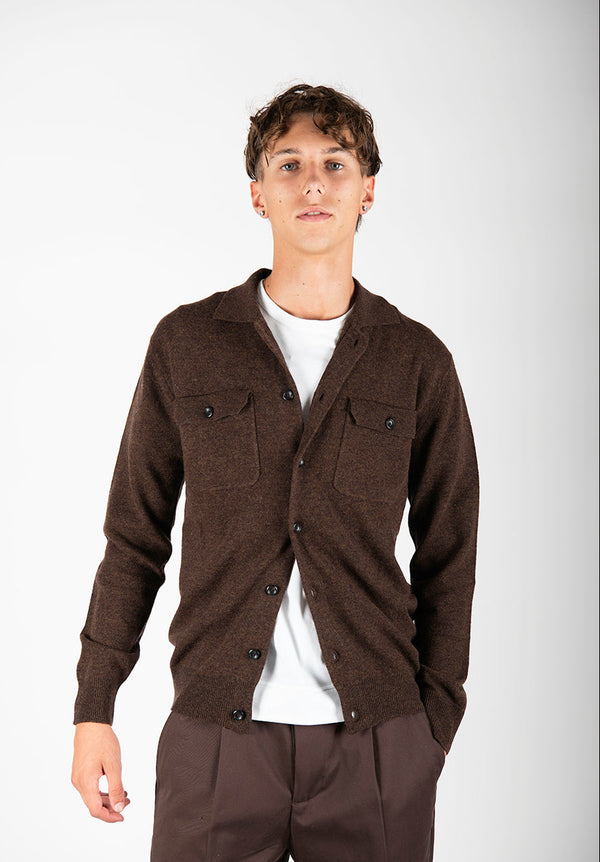 maglia CARDIGAN POLO coccio