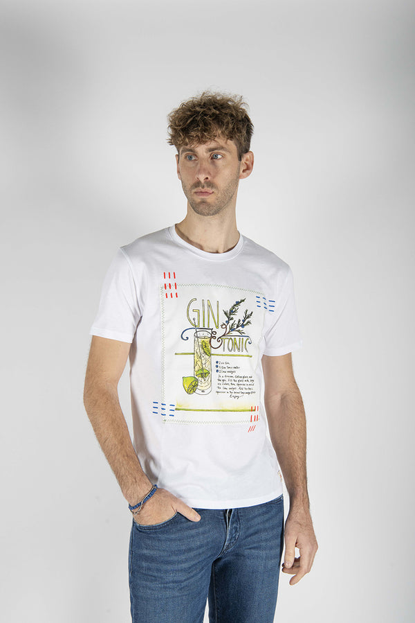t-shirt DRINK bianco