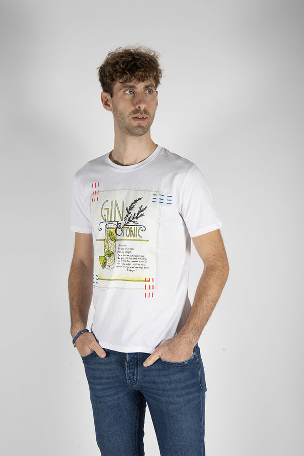 t-shirt DRINK bianco
