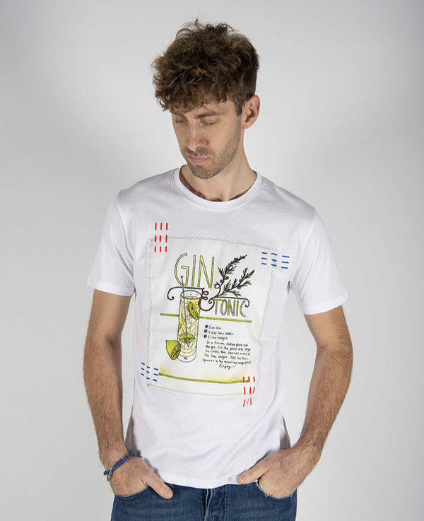 t-shirt DRINK bianco