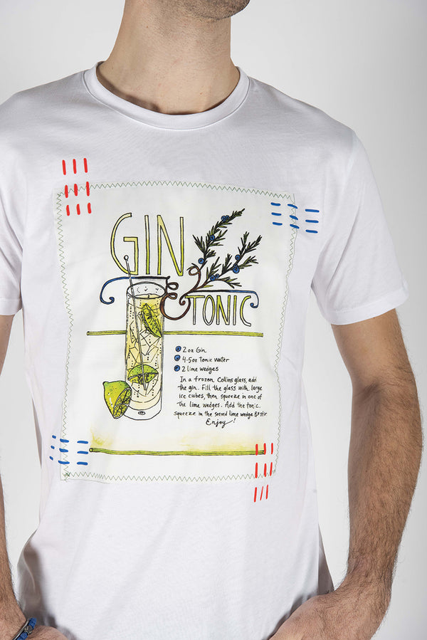 t-shirt DRINK bianco