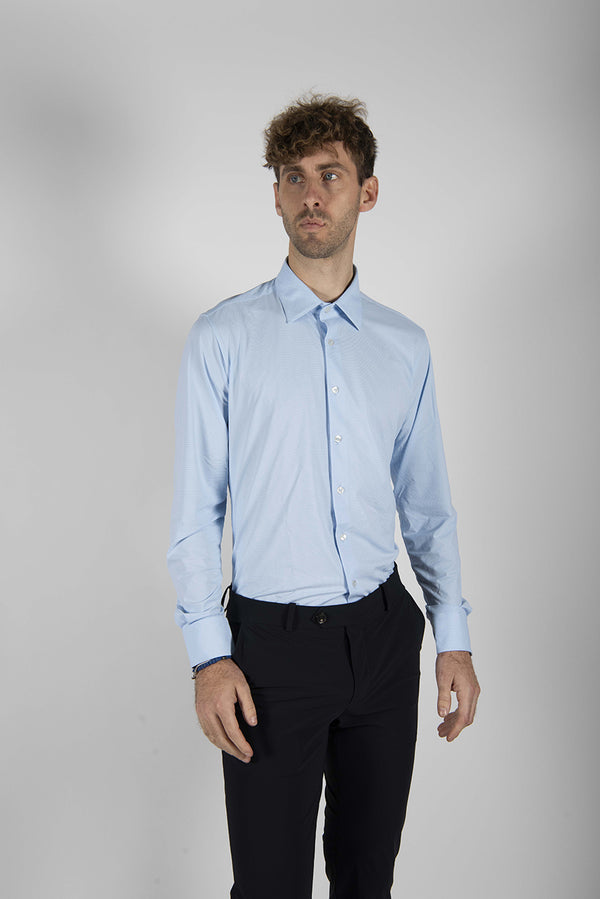camicia OXFORD JACQUARD azzurro