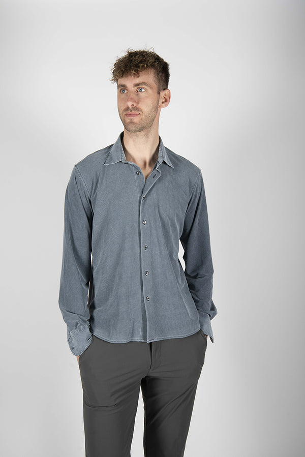 camicia TECHNO WASH PIQUE' blu
