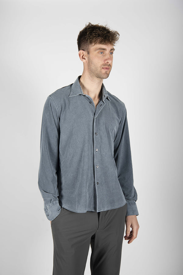 camicia TECHNO WASH PIQUE' blu