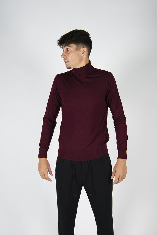 maglia collo alto FINEZZA prugna