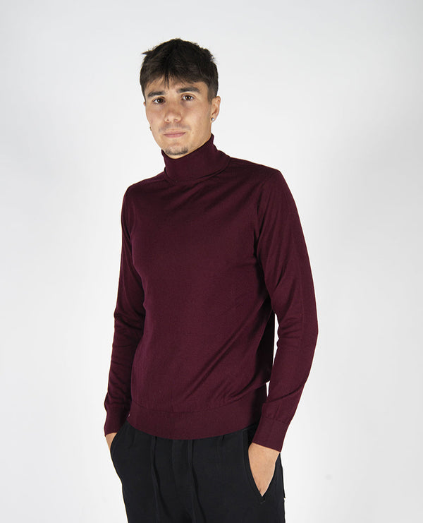 maglia collo alto FINEZZA prugna