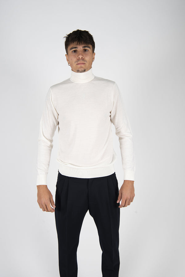 maglia collo alto FINEZZA panna