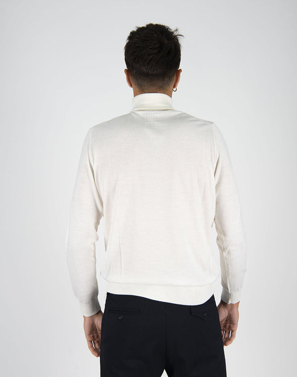 maglia collo alto FINEZZA panna
