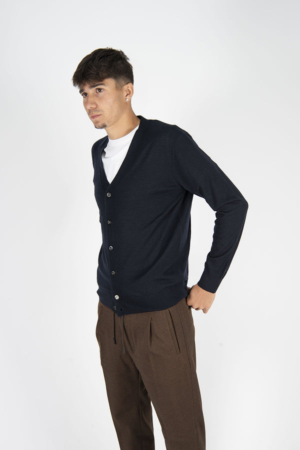 maglia cardigan FINEZZA blu notte