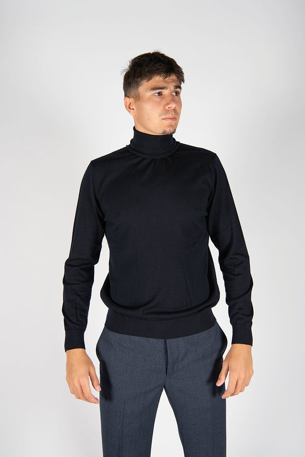 maglia collo alto FINEZZA blu notte