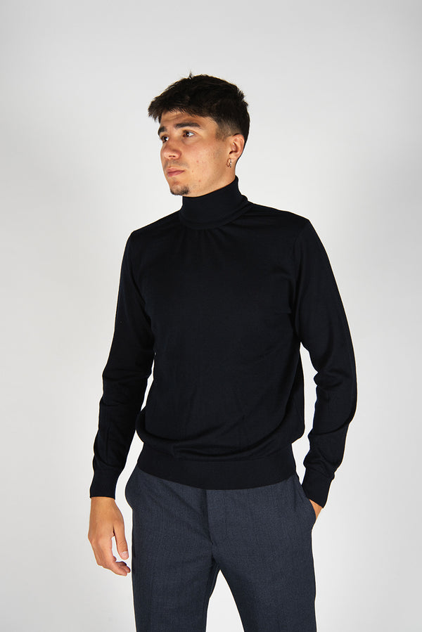 maglia collo alto FINEZZA blu notte