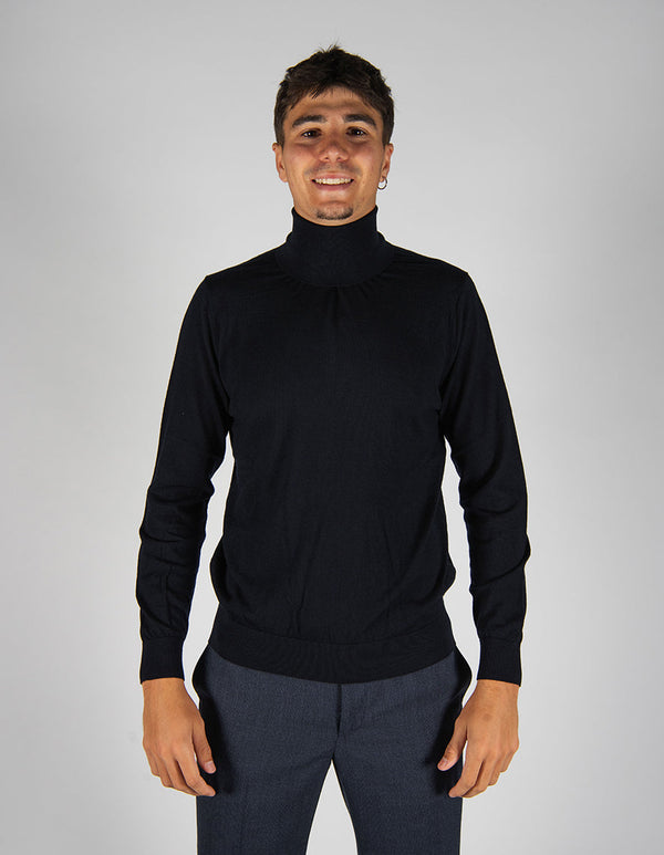 maglia collo alto FINEZZA blu notte