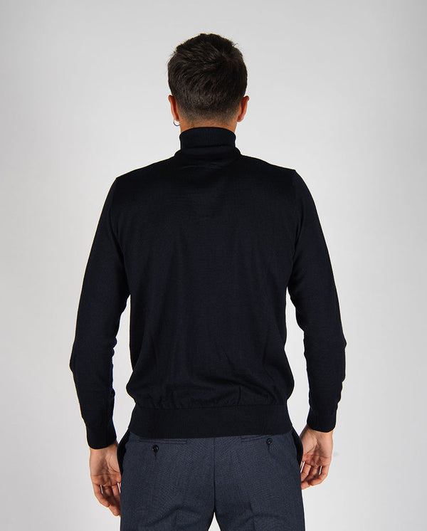 maglia collo alto FINEZZA blu notte