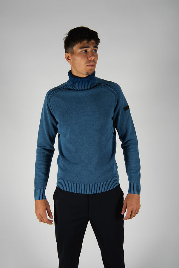 maglia collo alto COTTON TECHNO WASH royal blu