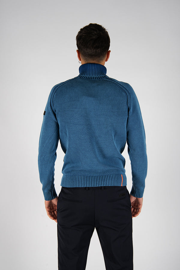 maglia collo alto COTTON TECHNO WASH royal blu