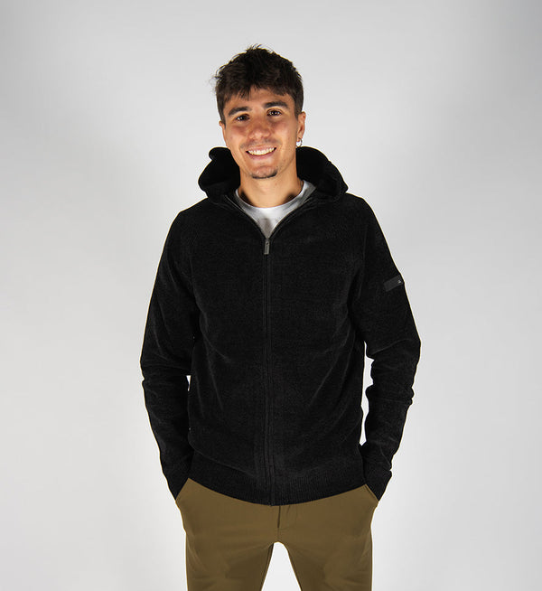 maglia VELVET HOOD ZIP nero