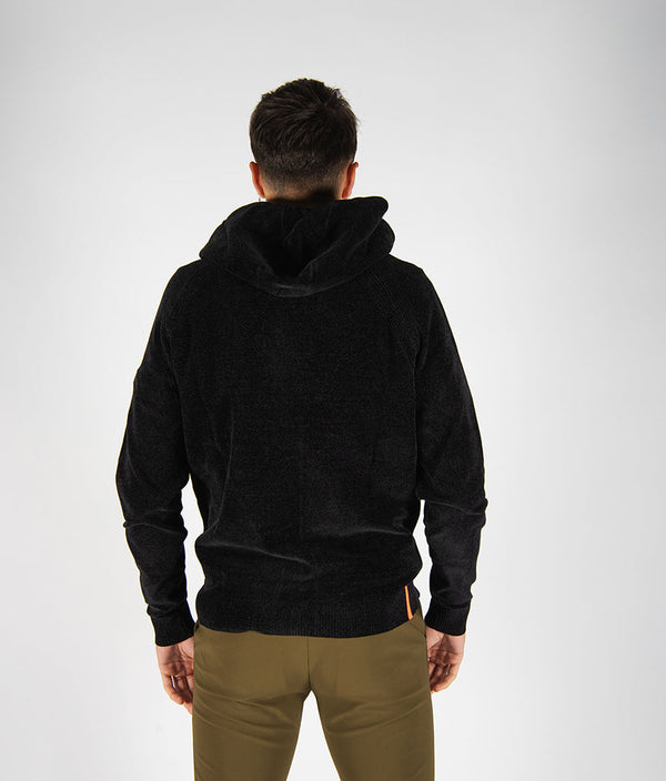 maglia VELVET HOOD ZIP nero