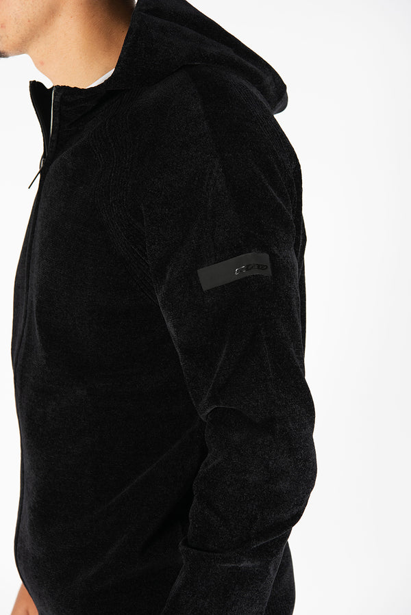 maglia VELVET HOOD ZIP nero