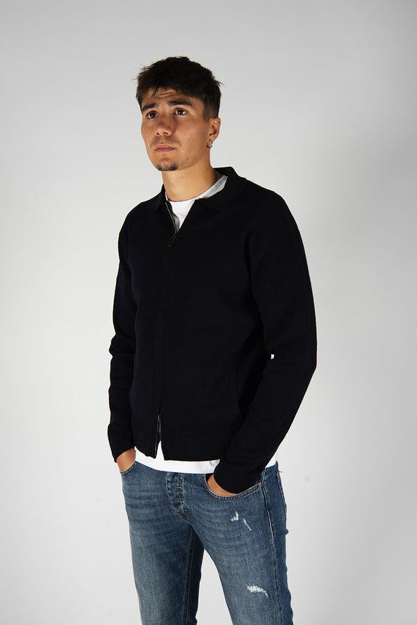 maglia POLO ZIP blu