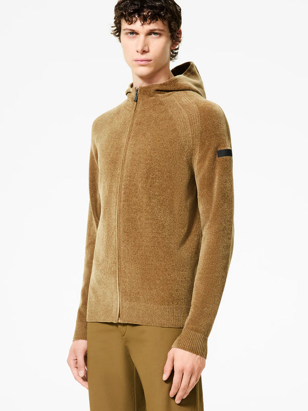 maglia VELVET HOOD ZIP taupe