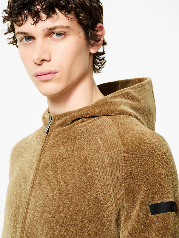 maglia VELVET HOOD ZIP taupe