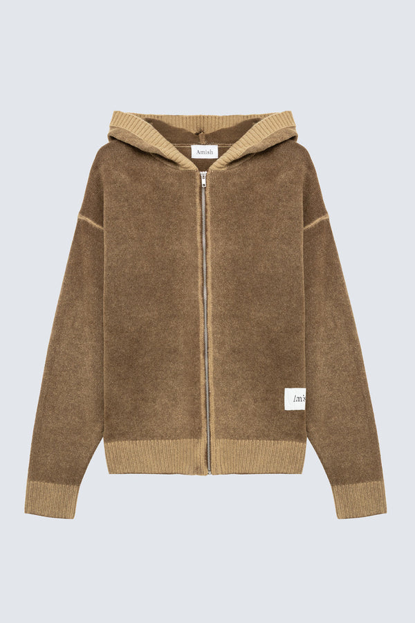 felpa HOOD ZIP marrone